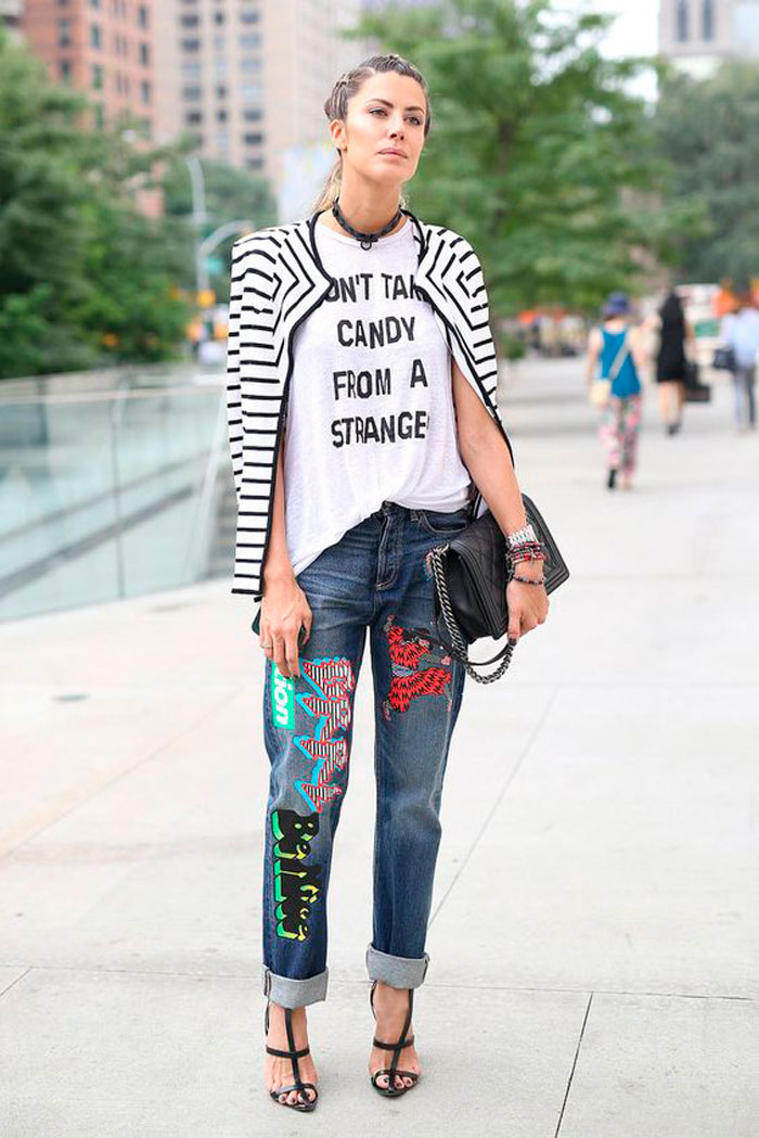 embroidery jeans look
