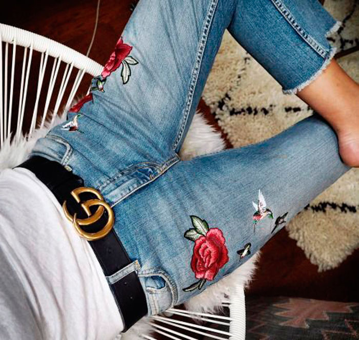 jeans bordados gucci