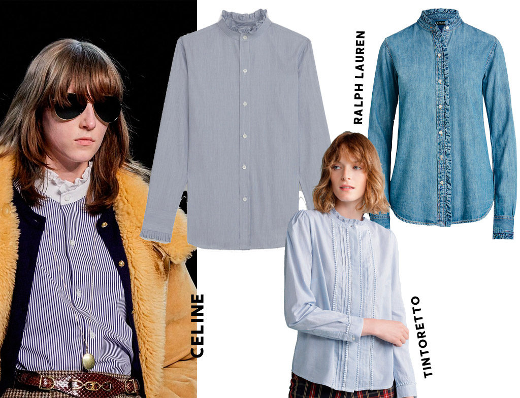 Camisas mao con volante en el cuello