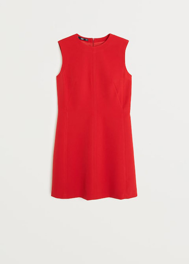Vestido rojo costuras Mango