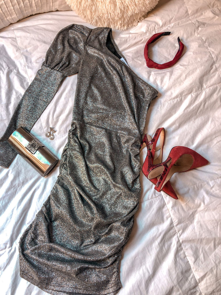 Vestido asimétrico brilli brilli plateado Femme Luxe